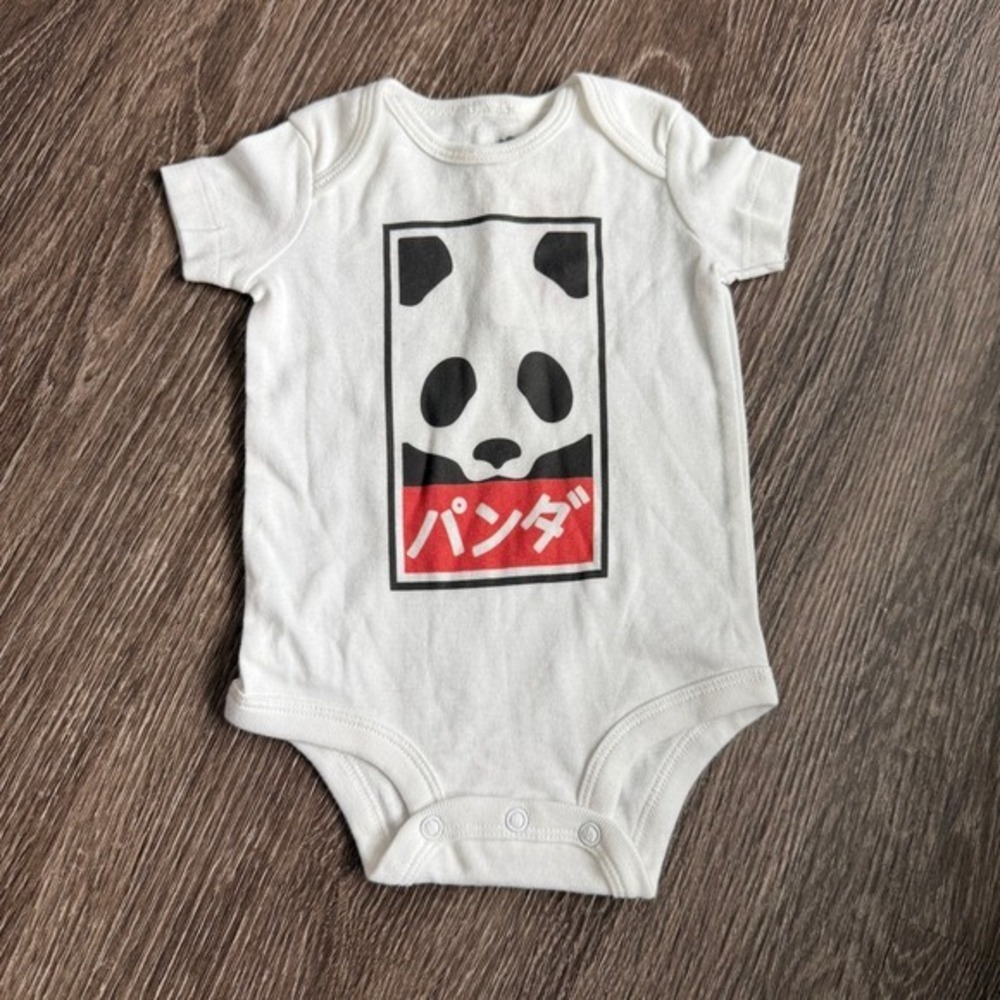 Popkiller Graphic Bodysuit 3 Month White Kawaii Japanese Streetwear Panda Baby